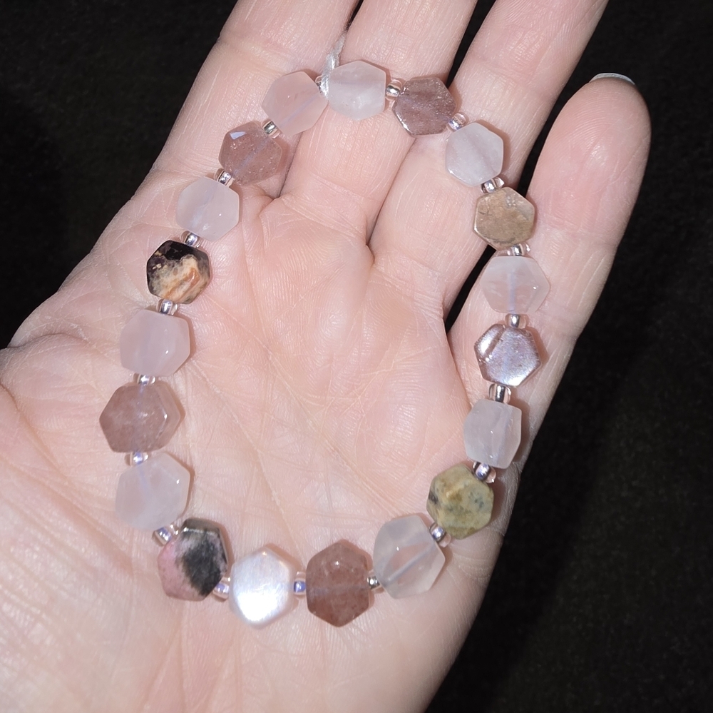 Rose Quartz And Rhodonite Bracelet On SALE!